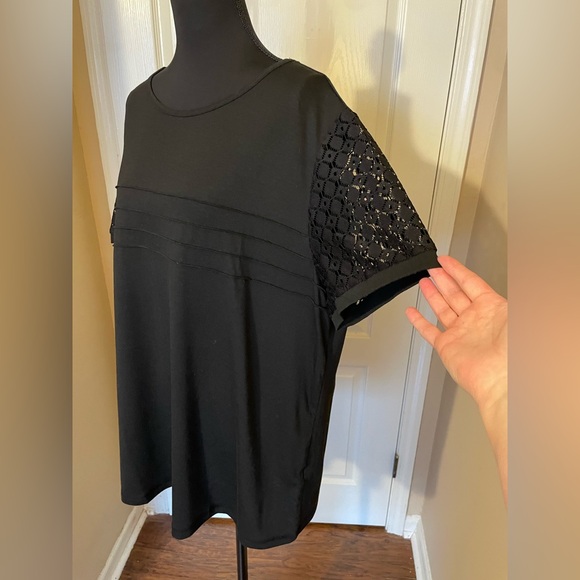 Automet Women's Casual Chic Black Pullover Top Lace Sleeves Size 2XL NWT Boho - Picture 4 of 9